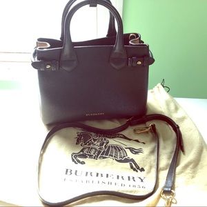 Small black Burberry banner bag house check